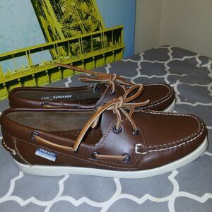 Sebago Brown DOCKSIDES Leather Boat Shoes Classic Moccasin Style Sz.7.5/38 EUR